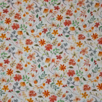 Preview: Musselin Double Gauze Blumen auf weiss