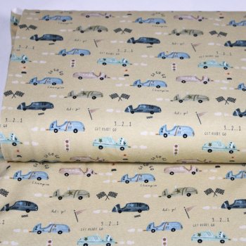 Baumwolljersey Sport- und Rennautos beige