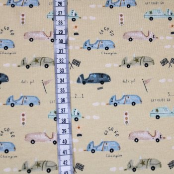 Baumwolljersey Sport- und Rennautos beige
