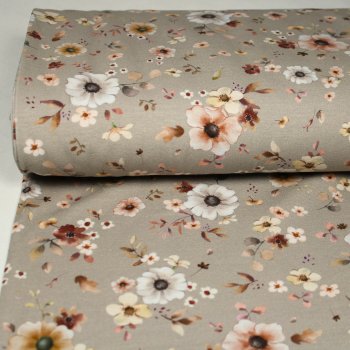 Baumwolljersey Sanfte Blüten, zarte Pasteltönen