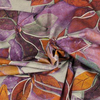 Preview: Baumwolljersey elegante Blumen fliederfarben