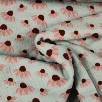 Preview: Musselin Double Gauze „Sonnenhut“ in zartem mint