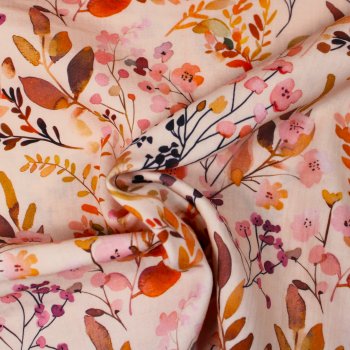 Preview: Eigenproduktion Musselin / Double Gauze -Sommergarten- in rose´& natur