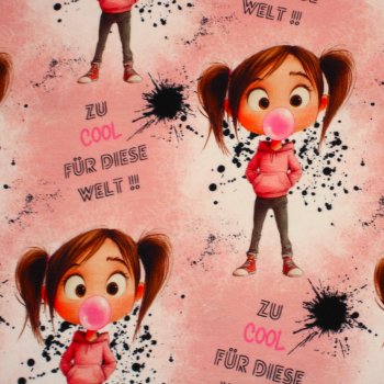 Preview: Eigenproduktion Baumwolljersey Cool Girl -rosa