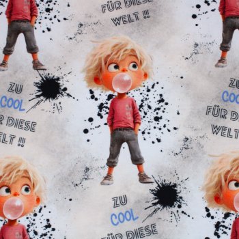 Preview: Eigenproduktion Baumwolljersey Cool Boy in grau-blau