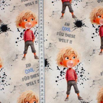 Preview: Eigenproduktion Baumwolljersey Cool Boy in grau-blau