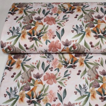 Eigenproduktion Baumwolljersey Waldtierfreunde