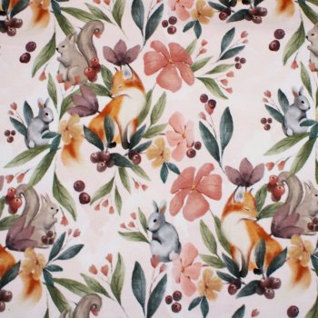 Preview: Eigenproduktion Baumwolljersey Waldtierfreunde