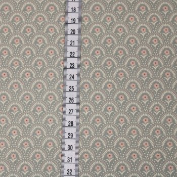 Preview: Baumwollstoff Retro-Blüten taupe-rose´