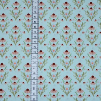 Baumwollstoff Popeline retro Blütenzauber Sonnenhut mint