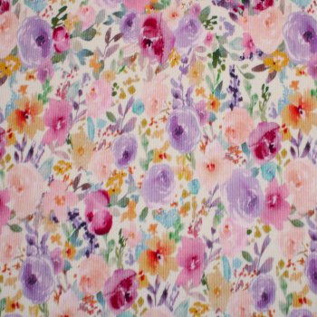 Preview: Pastellblüten-Ripp-Jersey Baumwolle Oeko-Tex