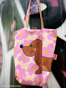 Preview: Canvas - Cherry Picking Bag - Leomuster/Dackel - DIY-Taschen - Paneel - DIY-Nähset