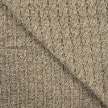 Strickstoff„Nordic Cable Matilda“ – Zopfmuster,  khaki meliert