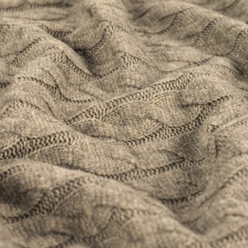 Strickstoff„Nordic Cable Matilda“ – Zopfmuster,  khaki meliert