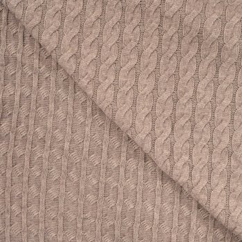 Strickstoff„Nordic Cable Matilda“ – Zopfmuster,  taupe meliert