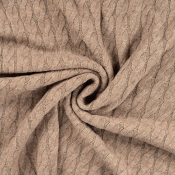Strickstoff„Nordic Cable Matilda“ – Zopfmuster,  taupe meliert