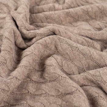 Strickstoff„Nordic Cable Matilda“ – Zopfmuster,  taupe meliert