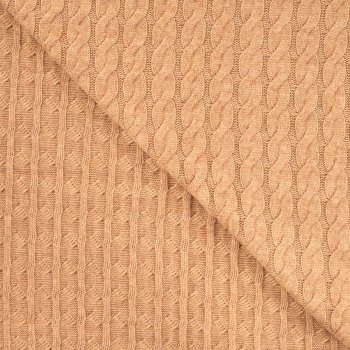 Strickstoff„Nordic Cable Matilda“ – Zopfmuster,  cognac meliert
