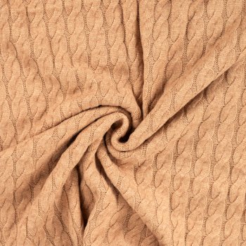 Strickstoff„Nordic Cable Matilda“ – Zopfmuster,  cognac meliert