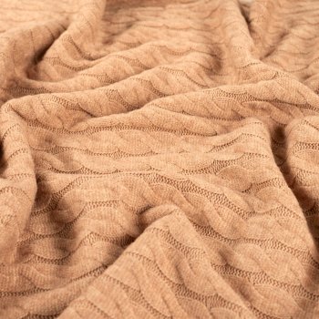 Strickstoff„Nordic Cable Matilda“ – Zopfmuster,  cognac meliert