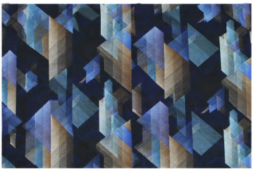 Preview: Viskose Webware – Geometrische Formen Navy/Blau