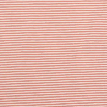 Baumwolljersey kleine Streifen apricot/cremweiss