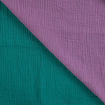 Double Face Musselin fuchsia / edelgrün