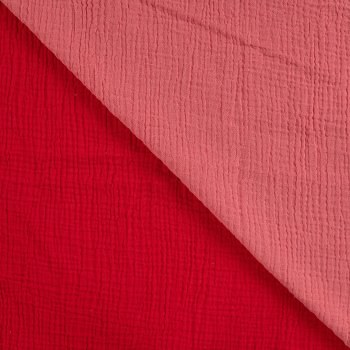 Double Face Musselin neon/ red