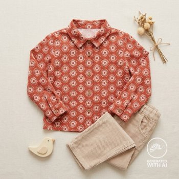 Preview: Baumwolle Webware Strahlenblüten terracotta