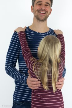 Baumwolljersey -Isa- Streifen - blau