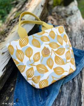 Canvas Dots & Leaves by Emjo Design ocker/natur