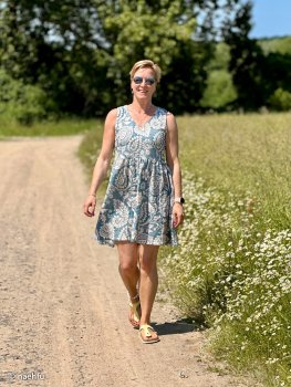 Preview: Double Slub Musselin Paisley blau creme