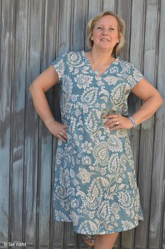 Preview: Double Slub Musselin Paisley blau creme