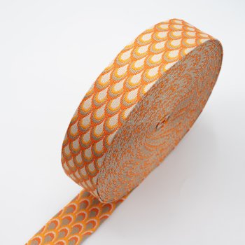 Preview: Gurtband 50mm Bögen beige/orange
