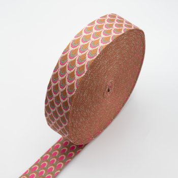 Preview: Gurtband 50mm Bögen kupfer/pink