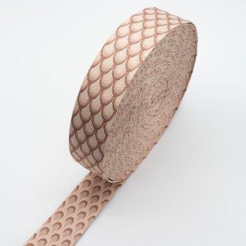Preview: Gurtband 50mm Bögen beige/altrosa