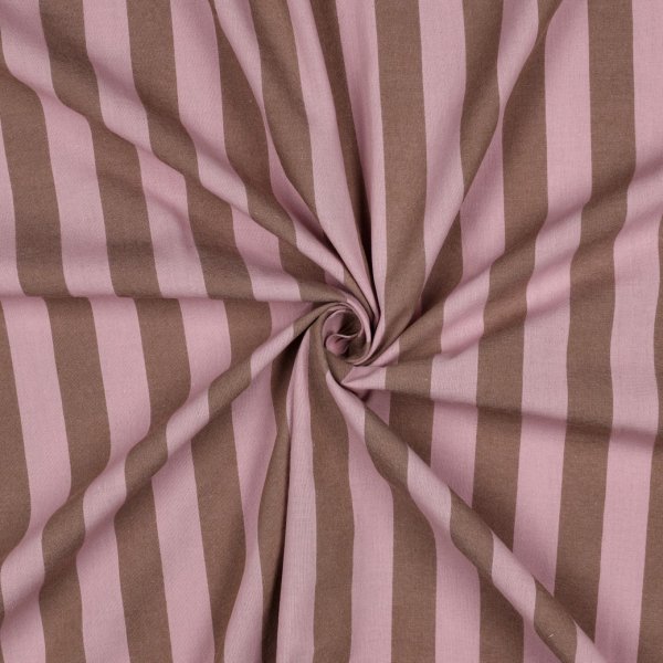 Baumwoll Popeline YD Stripes Hellrosa / Braun