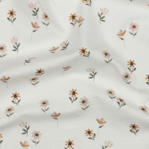 Baumwolljersey Digitaldruck Blümchen auf natur