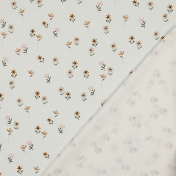 Baumwolljersey Digitaldruck Blümchen auf natur