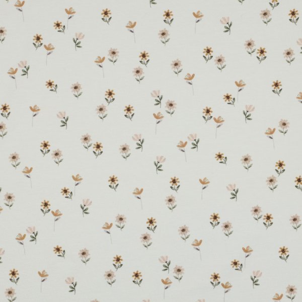 Baumwolljersey Digitaldruck Blümchen auf natur