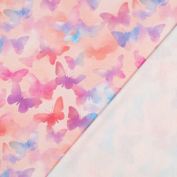 Baumwolljersey bunte Schmetterlinge, Digitaldruck