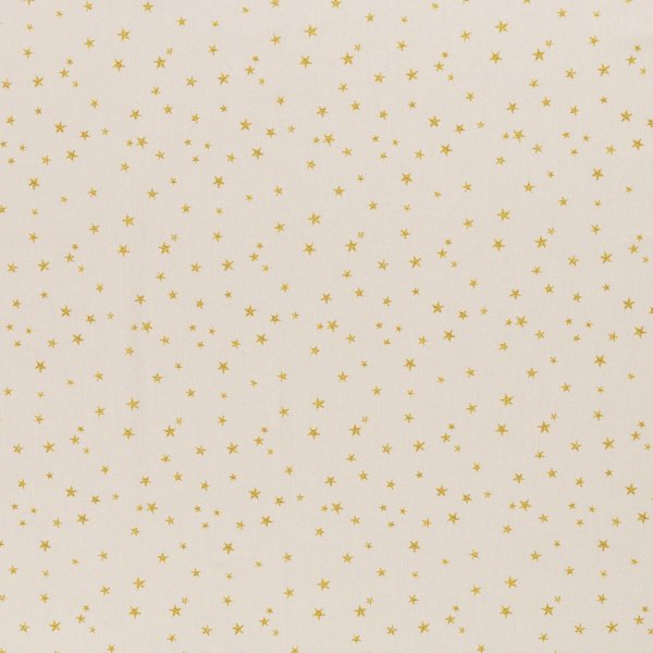 Baumwolle Webware Weihnachten Sterne gold naturweiß