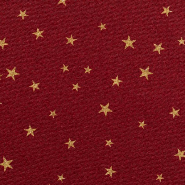 Baumwolle Webware Weihnachten Sterne gold dunkelrot