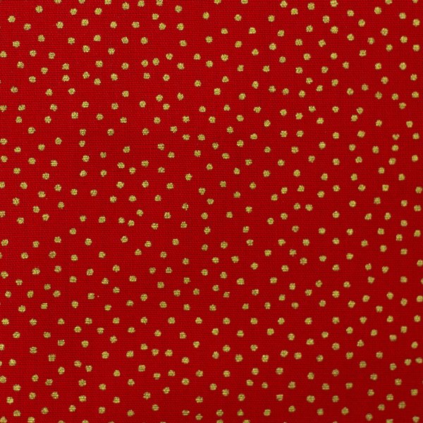 Baumwolle Webware Tupfen 1mm gold/rot