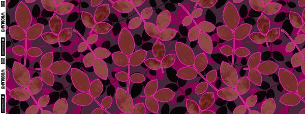 Viskosewebware Leaf Stamps by Thorsten Berger pink/bordeaux
