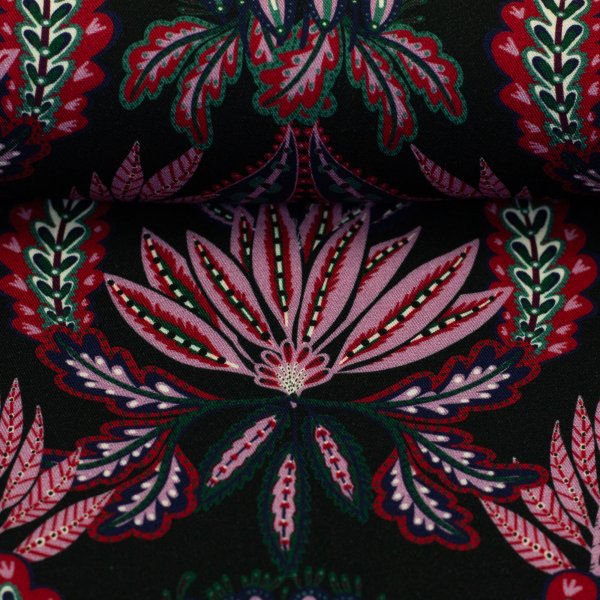 Viskose Webware Indian Summer Ornament by Bienvenido Colorido, schwarz