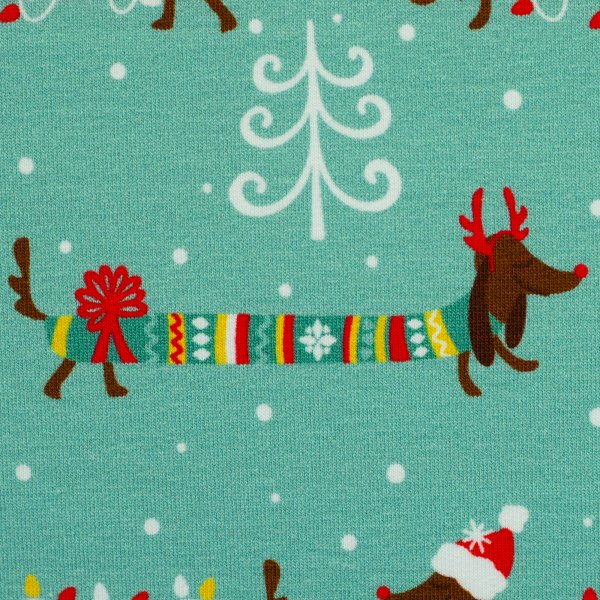 French Terry Stoff Holly Dackel mintgrün