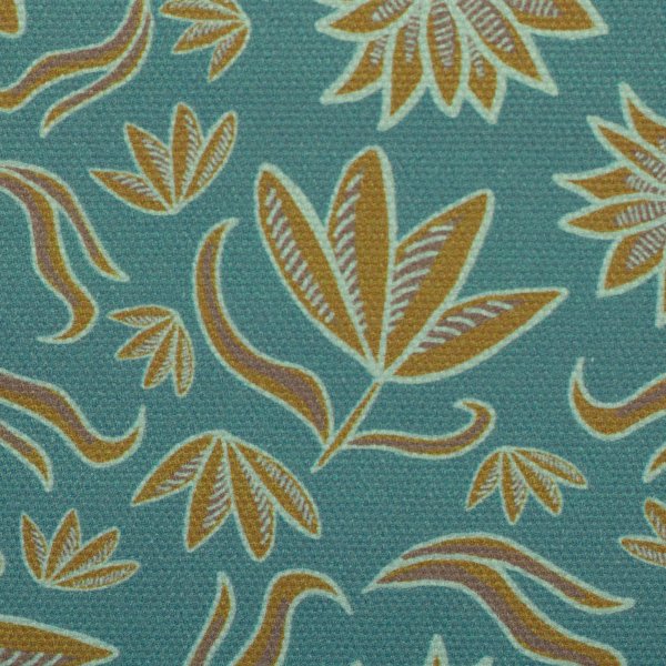 Canvas, Baumwolle, Retro Flowers by Emjo Design, Blumen ocker, mint
