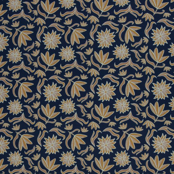 Canvas, Baumwolle, Retro Flowers by Emjo Design dunkelblau