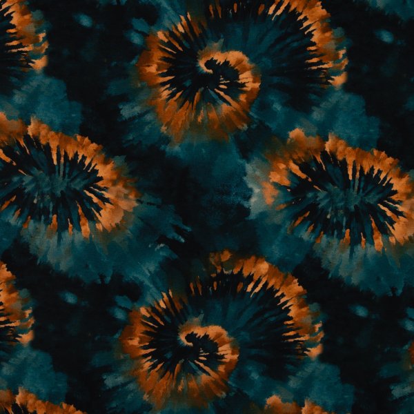 Modal French Terry KIRA Lava Blüten petrol kupfer